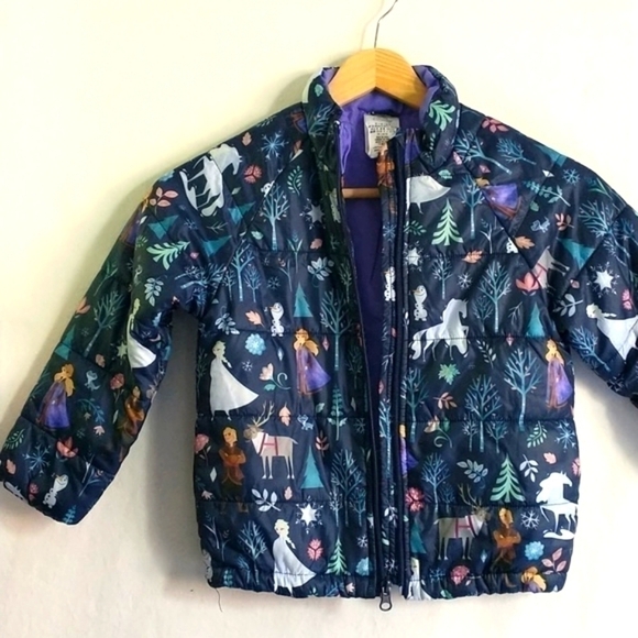 Disney Frozen Movie Girls Puffer Zip Up Jacket Working Zipper Excellent Size 4 - Picture 9 of 9